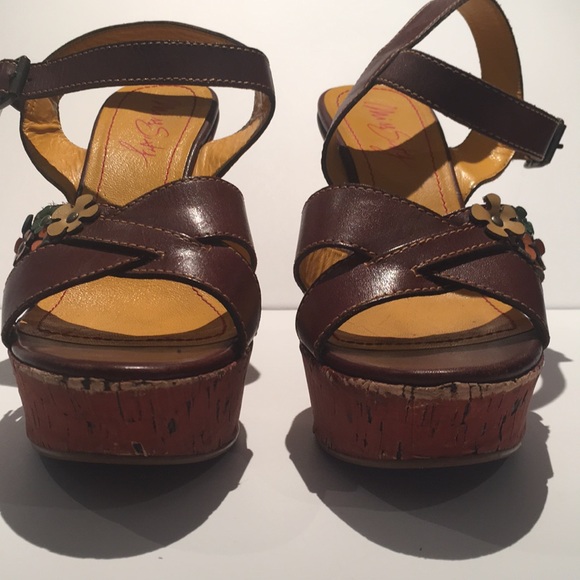 Miss Sixty boho wedge platform flower power shoes - Picture 6 of 8